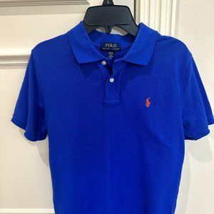Polo Ralph Lauren: Blue mesh polo; M/10-12